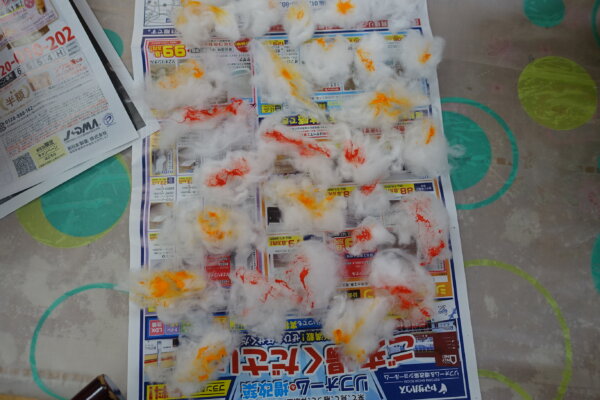 鹿児島　デイサービス　創作活動　壁紙作り　夕焼け