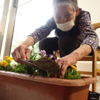 鹿児島ディサービス 花植え 活動