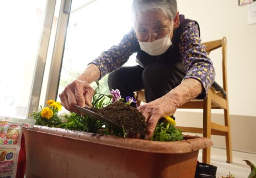 鹿児島ディサービス 花植え 活動