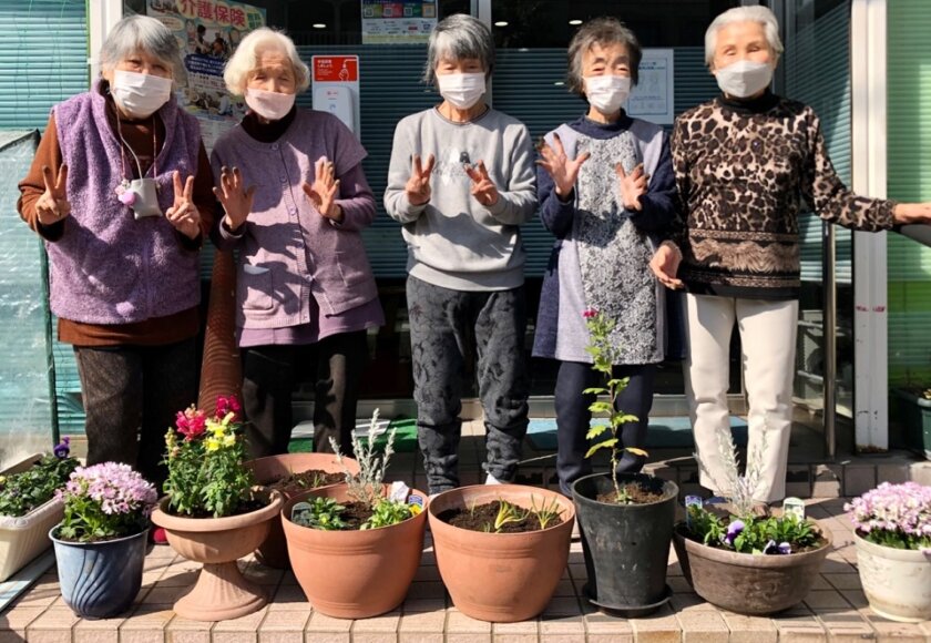 記念写真お花