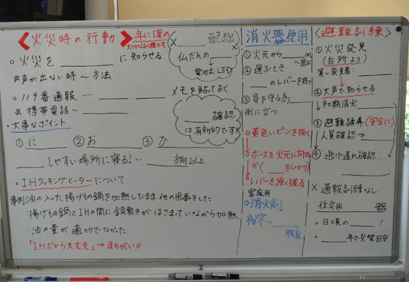 鹿児島ディサービス　消防訓練　座学