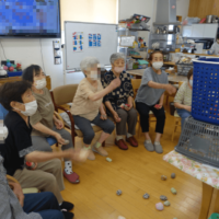 鹿児島ディサービス　玉入れ　レク活動