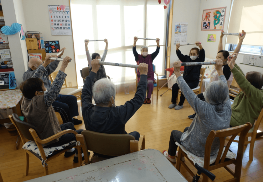 鹿児島デイサービス　棒体操　レク