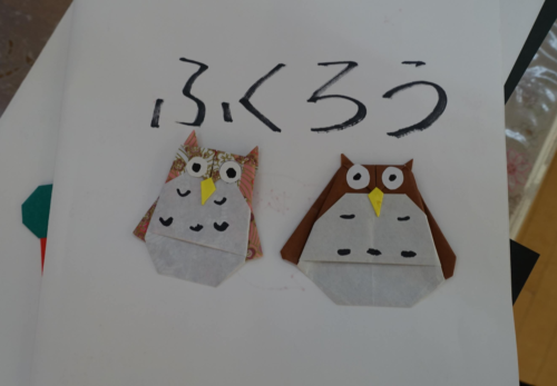 鹿児島 デイサービス 創作活動 フクロウ 折り紙