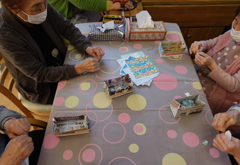 鹿児島 デイサービス 創作活動 壁紙作り 桜