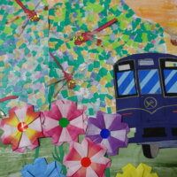 鹿児島 デイサービス 創作活動 壁紙作り 夕焼け